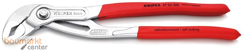 KNIPEX 87 03 300 SB Cobra� Hightech-Wasserpumpenzange mit rutschhemmendem Kunststoff �berzogen verchromt 300 mm