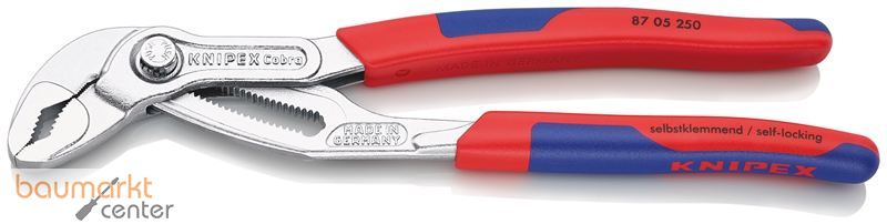 KNIPEX 87 05 250 Cobra� Hightech-Wasserpumpenzange mit schlanken Mehrkomponenten-H�llen verchromt 250 mm