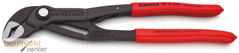 KNIPEX 87 11 250 SB Cobra�...matic Wasserpumpenzange mit rutschhemmendem Kunststoff �berzogen grau atramentiert 250 mm