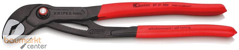 KNIPEX 87 21 300 Cobra� QuickSet Hightech-Wasserpumpenzange mit rutschhemmendem Kunststoff �berzogen grau atramentiert 300 mm