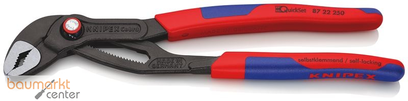 KNIPEX 87 22 250 Cobra� QuickSet Hightech-Wasserpumpenzange mit schlanken Mehrkomponenten-H�llen grau atramentiert 250 mm