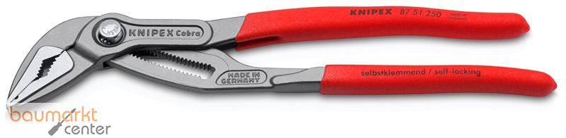 KNIPEX 87 51 250 SB Cobra� ES Wasserpumpenzange extra-schlank mit rutschhemmendem Kunststoff �berzogen grau atramentiert 250 mm