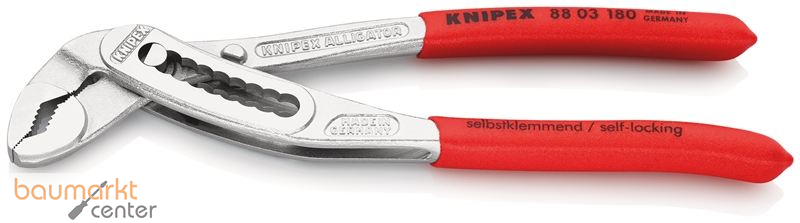 KNIPEX 88 03 180 Alligator� Wasserpumpenzange mit rutschhemmendem Kunststoff �berzogen verchromt 180 mm