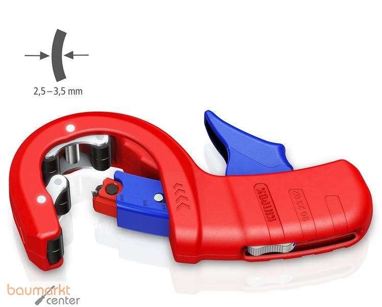 KNIPEX 90 23 02 BK DPT50 Rohrschneider f�r dickwandige Kunststoffrohre, auch kerngesch�umt Schneiden und Anfasen in einem Schritt mit Kunststoff �berzogen 202 mm