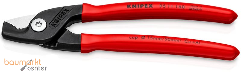 KNIPEX 95 11 160 SB StepCut� Kabelschere mit Kunststoff �berzogen br�niert 160 mm