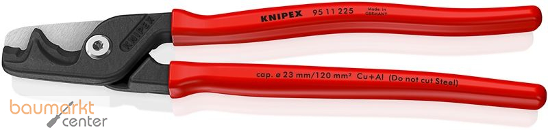 KNIPEX 95 11 225 StepCut� XL Kabelschere mit Stufenschnitt mit Kunststoff �berzogen br�niert 225 mm