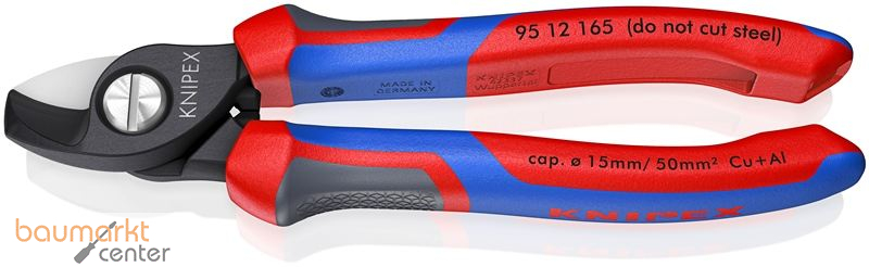 KNIPEX 95 12 165 Kabelschere mit Comfort-Griffen br�niert 165 mm