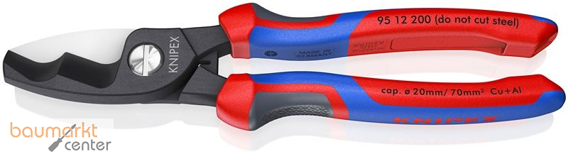 KNIPEX 95 12 200 Kabelschere mit Doppelschneide mit Comfort-Griffen br�niert 200 mm