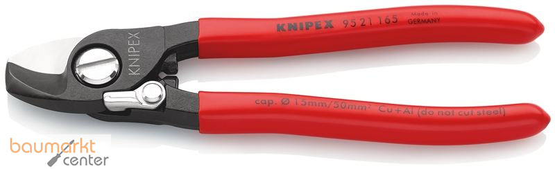 KNIPEX 95 21 165 Kabelschere mit �ffnungsfeder mit Kunststoff �berzogen br�niert 165 mm