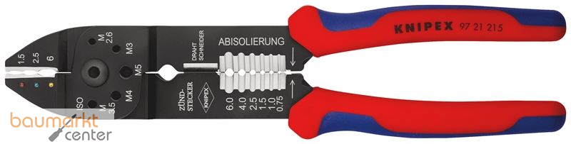 KNIPEX 97 21 215 SB Crimpzange mit Mehrkomponenten-H�llen schwarz lackiert 230 mm