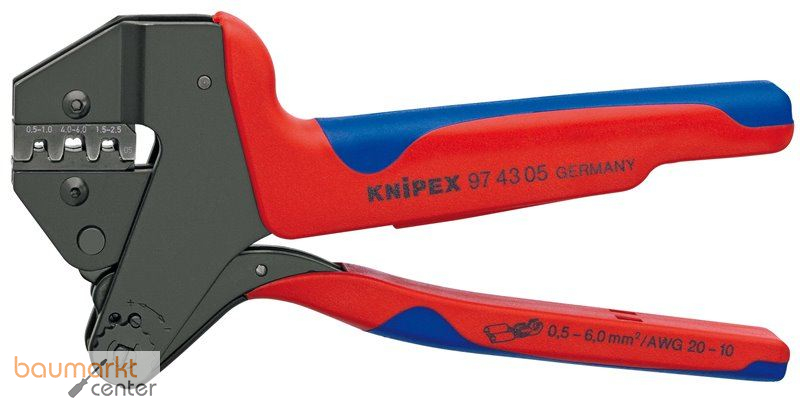 KNIPEX 97 43 05 Crimp-Systemzange f�r auswechselbare Crimpeins�tze mit Mehrkomponenten-H�llen br�niert 200 mm