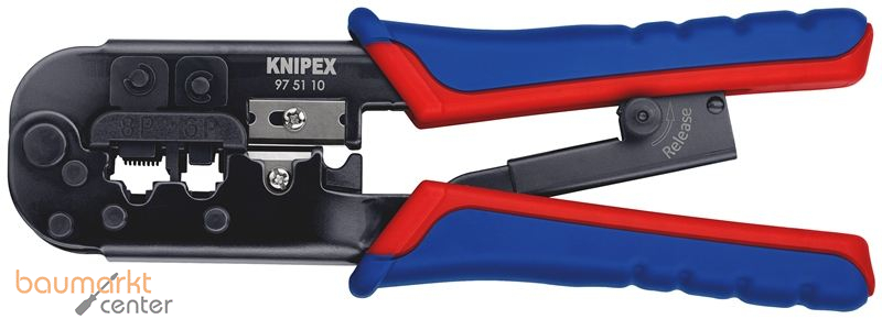 KNIPEX 97 51 10 Crimpzange f�r Westernstecker mit Mehrkomponenten-H�llen br�niert 190 mm