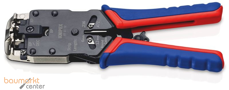 KNIPEX 97 51 12 SB Crimpzange f�r Westernstecker mit Mehrkomponenten-H�llen br�niert 200 mm