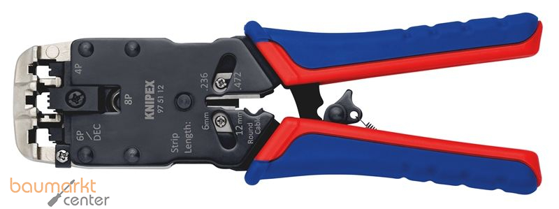 KNIPEX 97 51 12 Crimpzange f�r Westernstecker mit Mehrkomponenten-H�llen br�niert 200 mm
