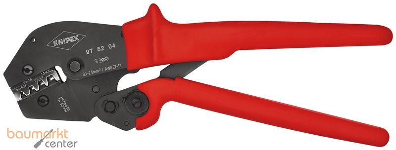 KNIPEX 97 52 04 Crimpzange auch f�r Zweihandbedienung mit rutschhemmenden Kunststoff-H�llen br�niert 250 mm