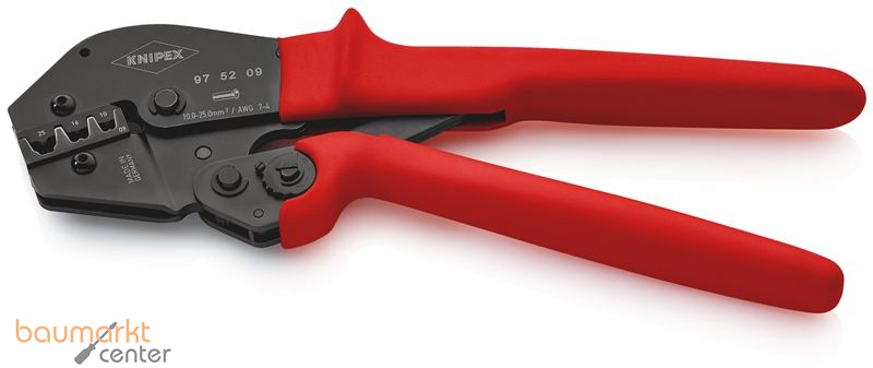 KNIPEX 97 52 09 SB Crimpzange auch f�r Zweihandbedienung mit rutschhemmenden Kunststoff-H�llen br�niert 250 mm