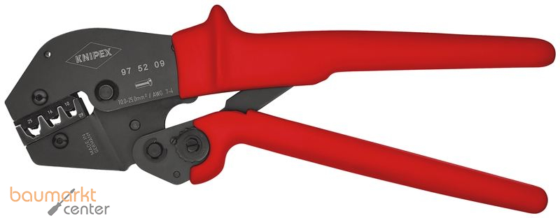 KNIPEX 97 52 09 Crimpzange auch f�r Zweihandbedienung mit rutschhemmenden Kunststoff-H�llen br�niert 250 mm