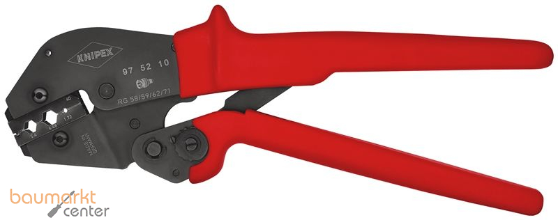 KNIPEX 97 52 10 Crimpzange auch f�r Zweihandbedienung mit rutschhemmenden Kunststoff-H�llen br�niert 250 mm