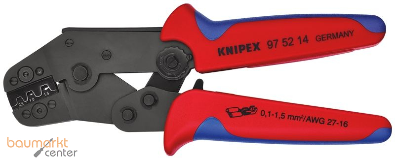 KNIPEX 97 52 14 Crimpzange kurze Bauform mit Mehrkomponenten-H�llen br�niert 195 mm