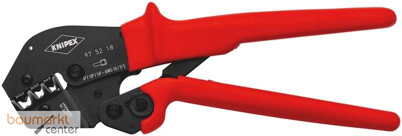 KNIPEX 97 52 18 Crimpzange auch f�r Zweihandbedienung mit rutschhemmendem Kunststoff �berzogen br�niert 250 mm