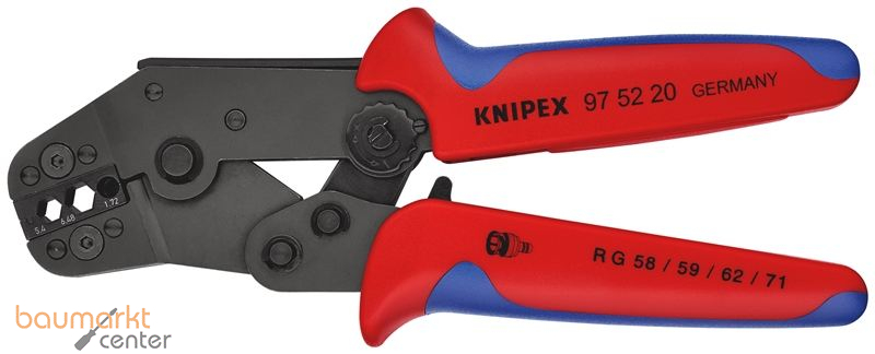 KNIPEX 97 52 20 Crimpzange kurze Bauform mit Mehrkomponenten-H�llen br�niert 195 mm