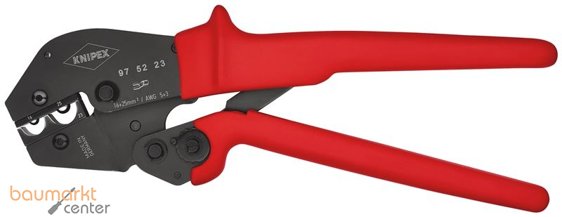 KNIPEX 97 52 23 Crimpzange auch f�r Zweihandbedienung mit rutschhemmenden Kunststoff-H�llen br�niert 250 mm