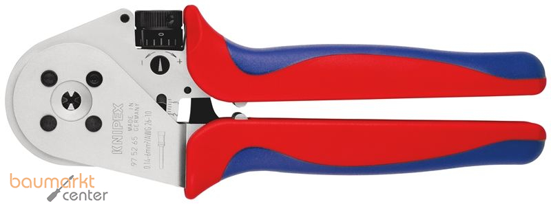 KNIPEX 97 52 65 Vierdornpresszange f�r gedrehte Kontakte mit Mehrkomponenten-H�llen verchromt 230 mm
