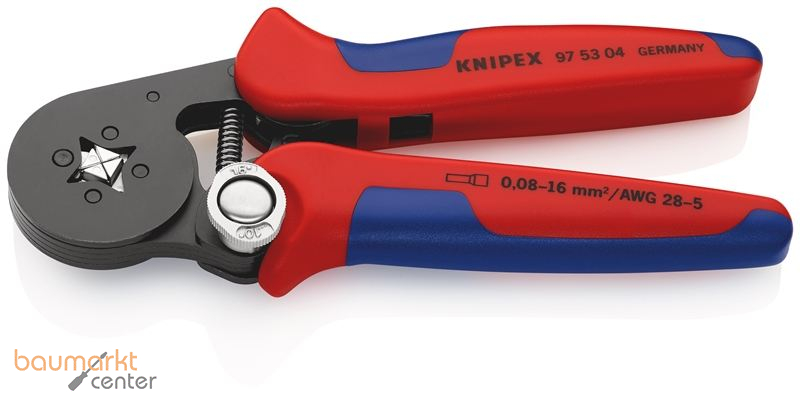 KNIPEX 97 53 04 SB Selbsteinstellende Crimpzange f�r Aderendh�lsen mit Seiteneinf�hrung mit Mehrkomponenten-H�llen br�niert 180 mm
