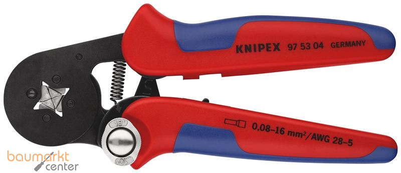 KNIPEX 97 53 04 Selbsteinstellende Crimpzange f�r Aderendh�lsen mit Seiteneinf�hrung mit Mehrkomponenten-H�llen br�niert 180 mm