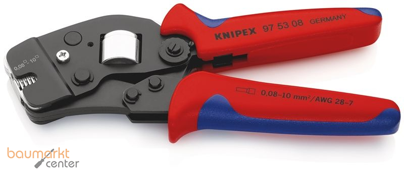 KNIPEX 97 53 08 SB Selbsteinstellende Crimpzange f�r Aderendh�lsen mit Fronteinf�hrung mit Mehrkomponenten-H�llen br�niert 190 mm