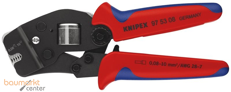 KNIPEX 97 53 08 Selbsteinstellende Crimpzange f�r Aderendh�lsen mit Fronteinf�hrung mit Mehrkomponenten-H�llen br�niert 190 mm