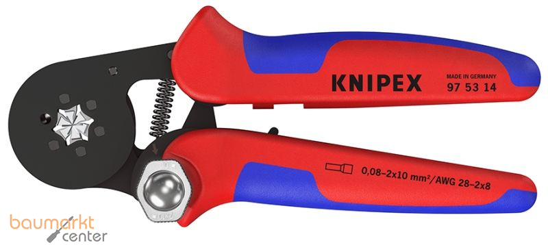 KNIPEX 97 53 14 Selbsteinstellende Crimpzange f�r Aderendh�lsen mit Seiteneinf�hrung mit Mehrkomponenten-H�llen br�niert 180 mm