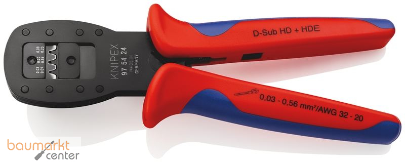 KNIPEX 97 54 24 Crimpzange f�r Miniaturstecker Parallelcrimp mit Mehrkomponenten-H�llen br�niert 190 mm
