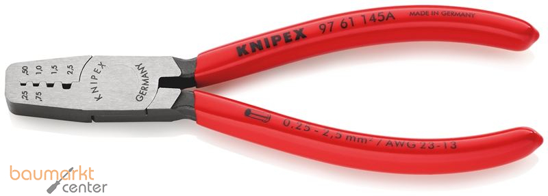 KNIPEX 97 61 145 A SB Crimpzange f�r Aderendh�lsen mit Kunststoff �berzogen 145 mm