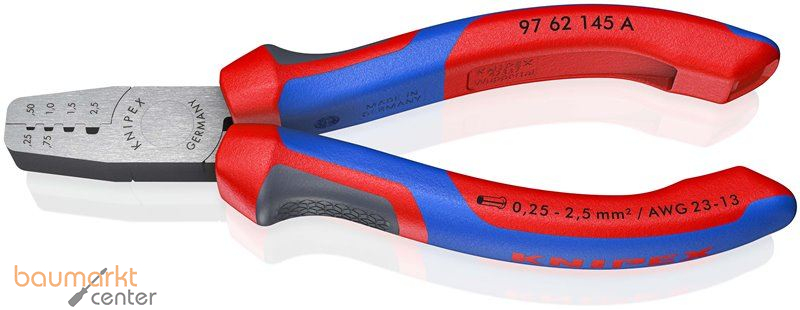 KNIPEX 97 62 145 A Crimpzange f�r Aderendh�lsen mit Comfort-Griffen 145 mm