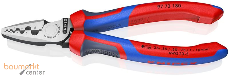 KNIPEX 97 72 180 Crimpzange f�r Aderendh�lsen mit Comfort-Griffen 180 mm