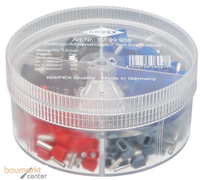 KNIPEX 97 99 908 Sortimentsboxen mit 200 Twin-Aderendh�lsen 4-teilig
