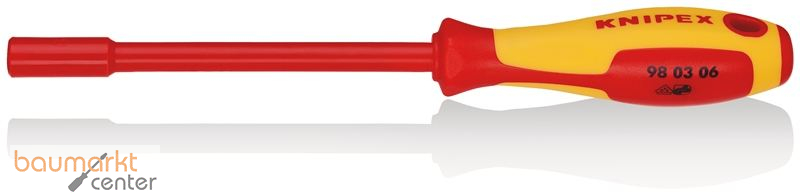 KNIPEX 98 03 06 Steckschl�ssel mit Schraubendreher-Griff isoliert mit Mehrkomponenten-H�llen, VDE-gepr�ft br�niert 232 mm