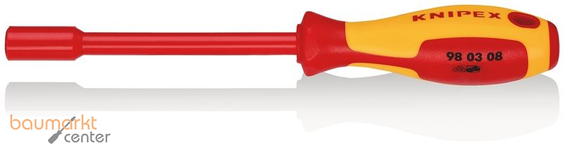KNIPEX 98 03 08 Steckschl�ssel mit Schraubendreher-Griff isoliert mit Mehrkomponenten-H�llen, VDE-gepr�ft br�niert 237 mm