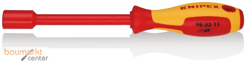 KNIPEX 98 03 11 Steckschl�ssel mit Schraubendreher-Griff isoliert mit Mehrkomponenten-H�llen, VDE-gepr�ft br�niert 237 mm