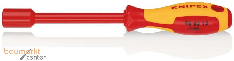 KNIPEX 98 03 12 Steckschl�ssel mit Schraubendreher-Griff isoliert mit Mehrkomponenten-H�llen, VDE-gepr�ft br�niert 237 mm
