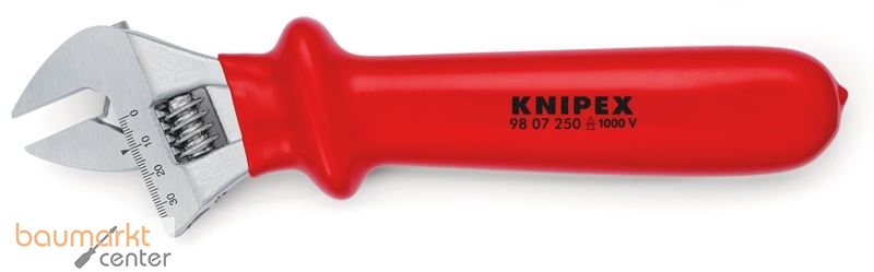 KNIPEX 98 07 250 Rollgabelschl�ssel tauchisoliert verchromt 260 mm