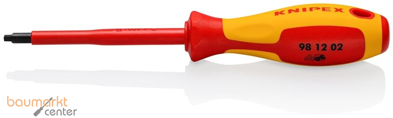 KNIPEX 98 12 02 Schraubendreher f�r Robertsonschrauben R2 isoliert mit Mehrkomponenten-H�llen, VDE-gepr�ft br�niert 210 mm