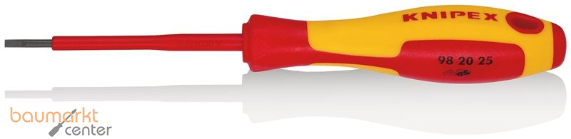 KNIPEX 98 20 25 Schraubendreher f�r Schlitzschrauben isolierender Mehrkomponenten-Griff, VDE-gepr�ft br�niert 177 mm