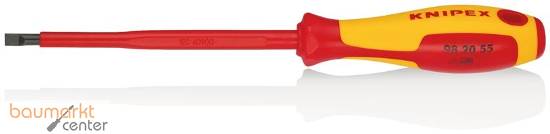 KNIPEX 98 20 55 Schraubendreher f�r Schlitzschrauben isolierender Mehrkomponenten-Griff, VDE-gepr�ft br�niert 232 mm