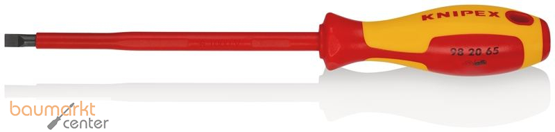 KNIPEX 98 20 65 Schraubendreher f�r Schlitzschrauben isolierender Mehrkomponenten-Griff, VDE-gepr�ft br�niert 262 mm