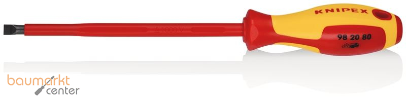 KNIPEX 98 20 80 Schraubendreher f�r Schlitzschrauben isolierender Mehrkomponenten-Griff, VDE-gepr�ft br�niert 295 mm