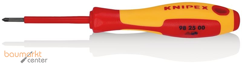KNIPEX 98 25 00 Schraubendreher f�r Kreuzschlitzschrauben Pozidriv� isolierender Mehrkomponenten-Griff, VDE-gepr�ft br�niert 162 mm