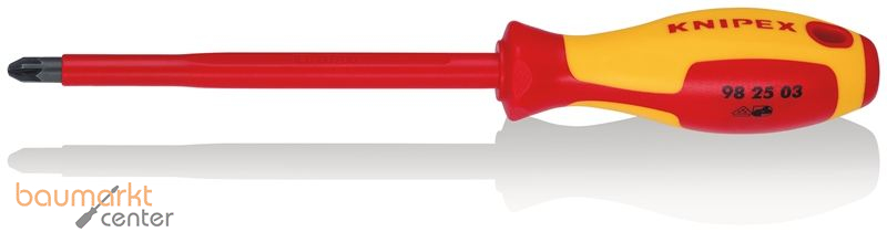 KNIPEX 98 25 03 Schraubendreher f�r Kreuzschlitzschrauben Pozidriv� isolierender Mehrkomponenten-Griff, VDE-gepr�ft br�niert 270 mm