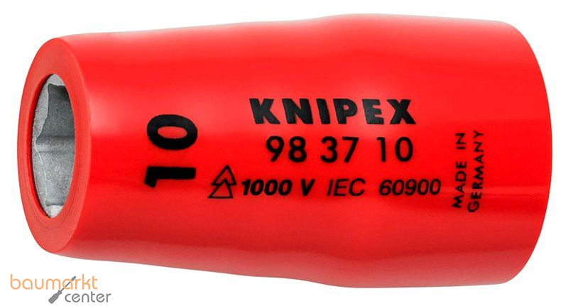 KNIPEX 98 37 10 Steckschl�sseleinsatz f�r Sechskantschrauben mit Innenvierkant 3/8" 42 mm